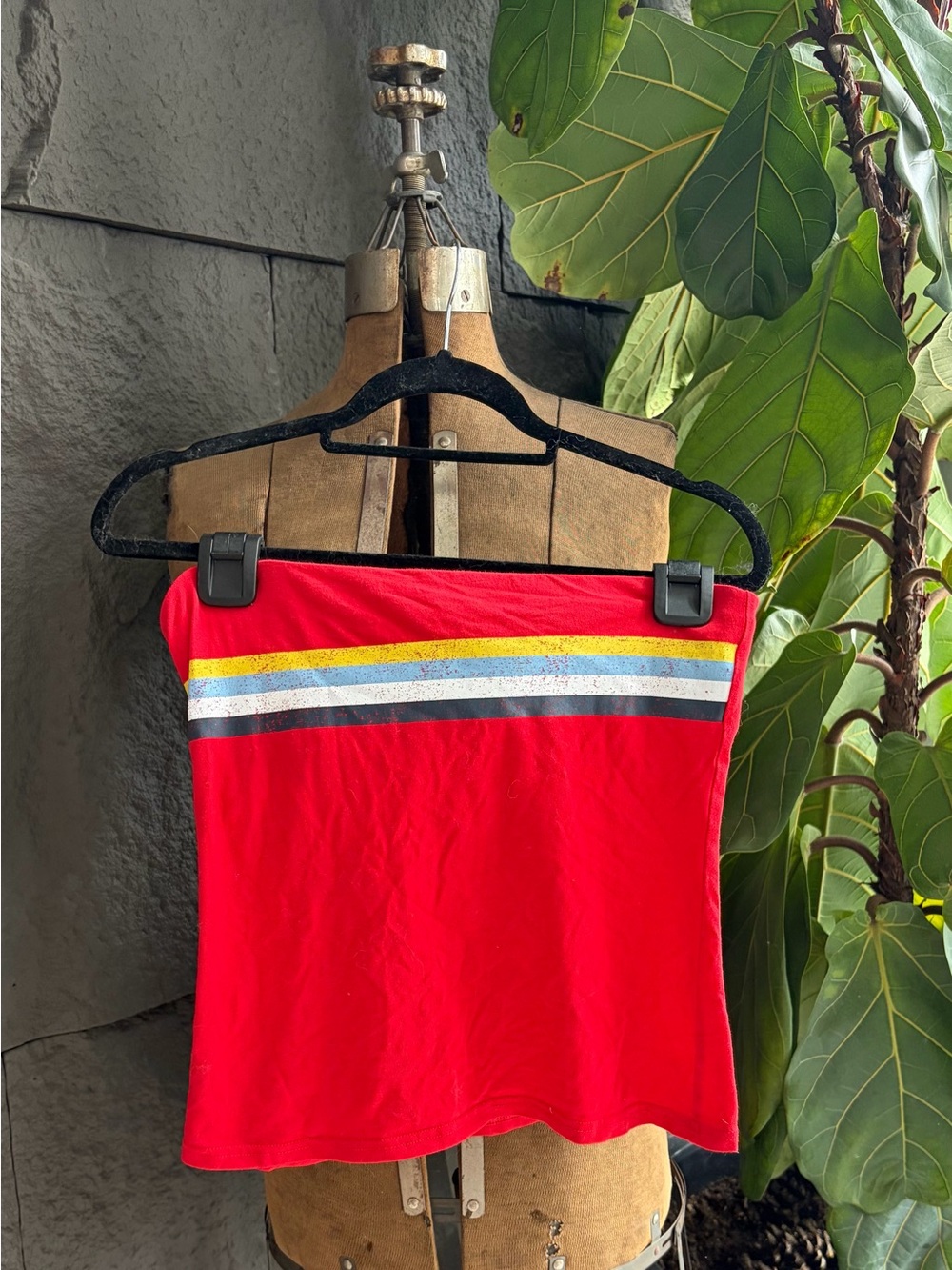 No Boundaries Red Strapless Tube Top with Multicolor Stripes